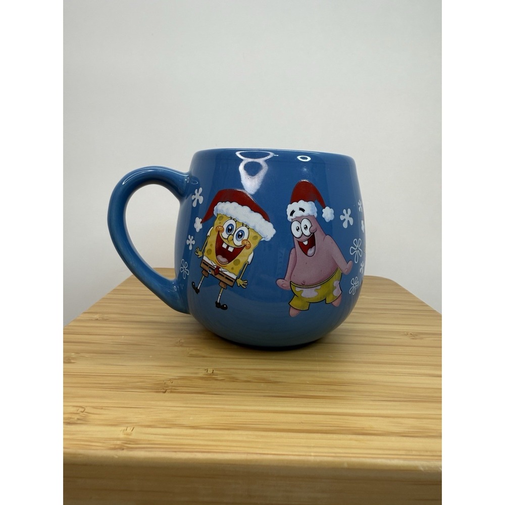 SpongeBob Patrick Christmas Mug Blue Rounded Coffee Cup Viacom Holiday‎ 2018